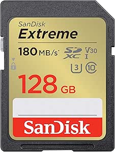 SanDisk Extreme 128GB SD Card - Black/Gold