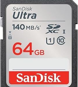 SanDisk 64GB Ultra SDXC Card, with up to 140MB/s